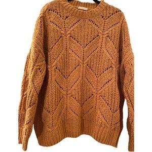 Anthropologie Illa Illa sweater, burnt orange chunky knit, oversized size small.